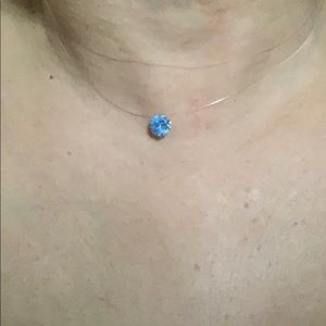 Solitaire Blue Necklace with clear chain